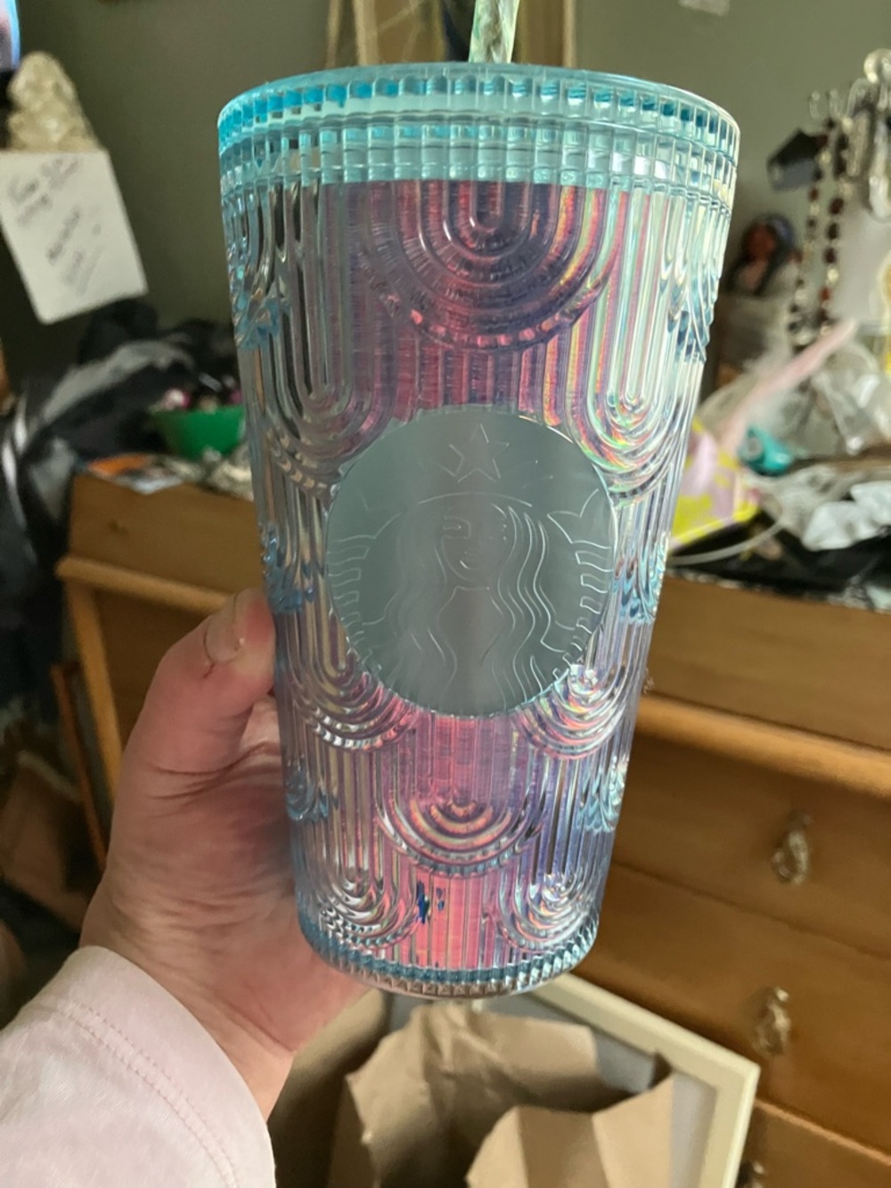Starbucks Iridescent Mermaid Scales Tumbler with Embossed Logo